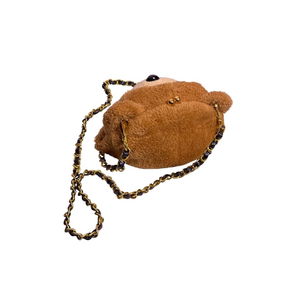 Kawaii Teddy Bear Purse Gold Chain Clutch Cute Lined Mini Bag Novelty Y2K - Picture 2 of 5